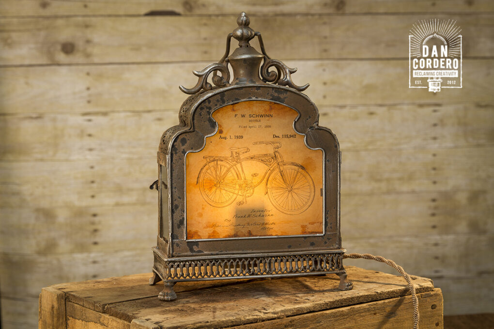 Vintage Bicycle Patent Lantern Lamp