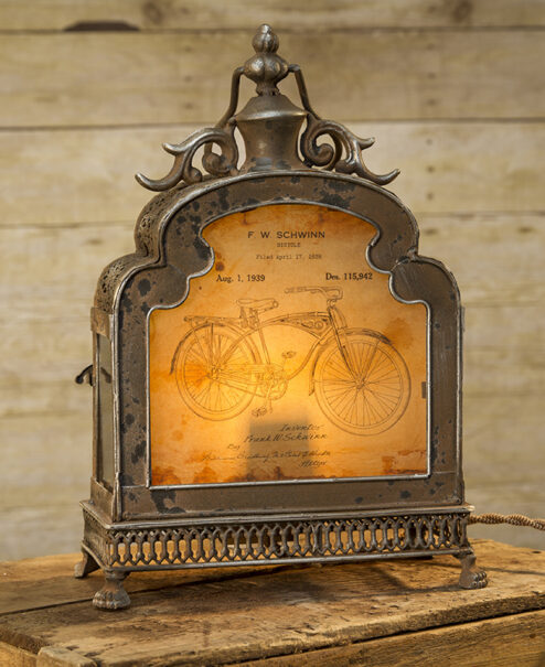 Vintage Bicycle Patent Lantern Lamp