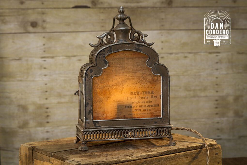 Vintage New York Map Lantern Lamp
