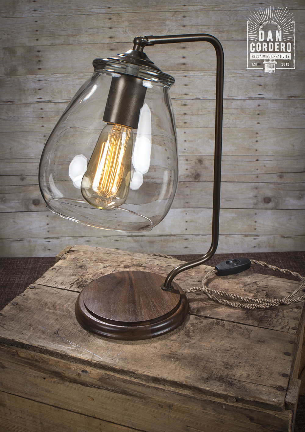 Bronze table lamp with glass shade deals