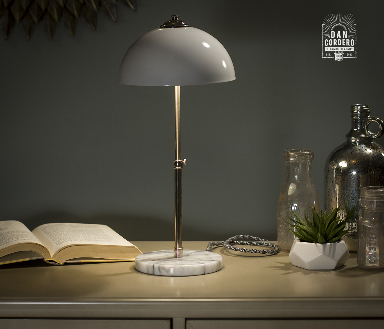 Inspired Home Cordon d'alimentation de la lampe de table Kahlil, base en  pierre en marbre