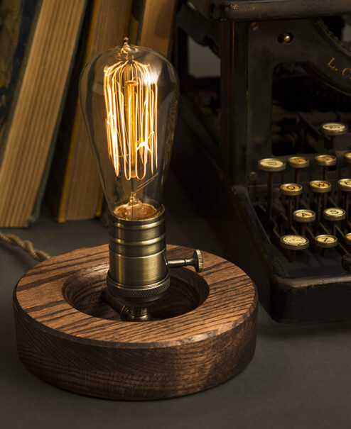 Wooden Edison Table Lamp