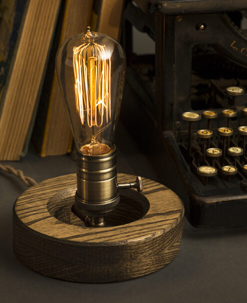 Wooden Edison Table Lamp