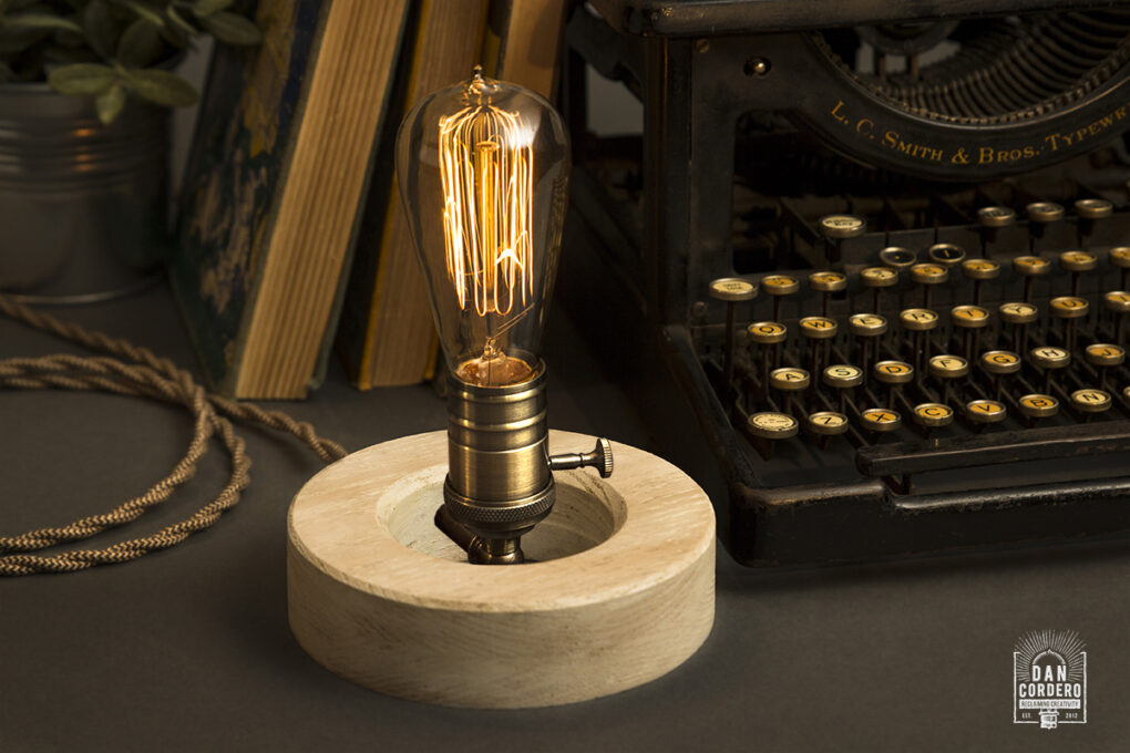 Wooden Edison Table Lamp