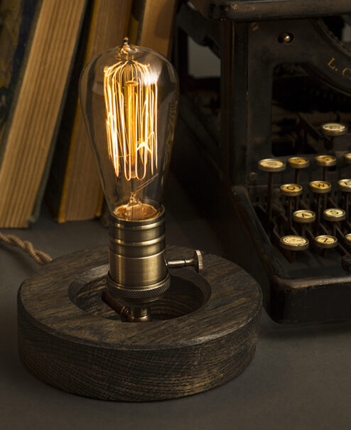 Wooden Edison Table Lamp
