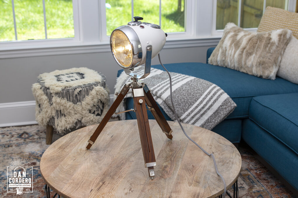 Vintage Motorcycle Headlight Table Lamp