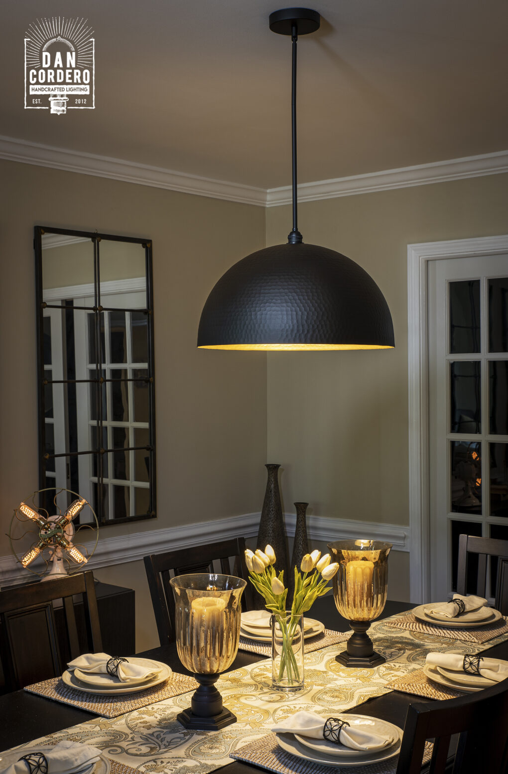 Black Hammered Dome Light