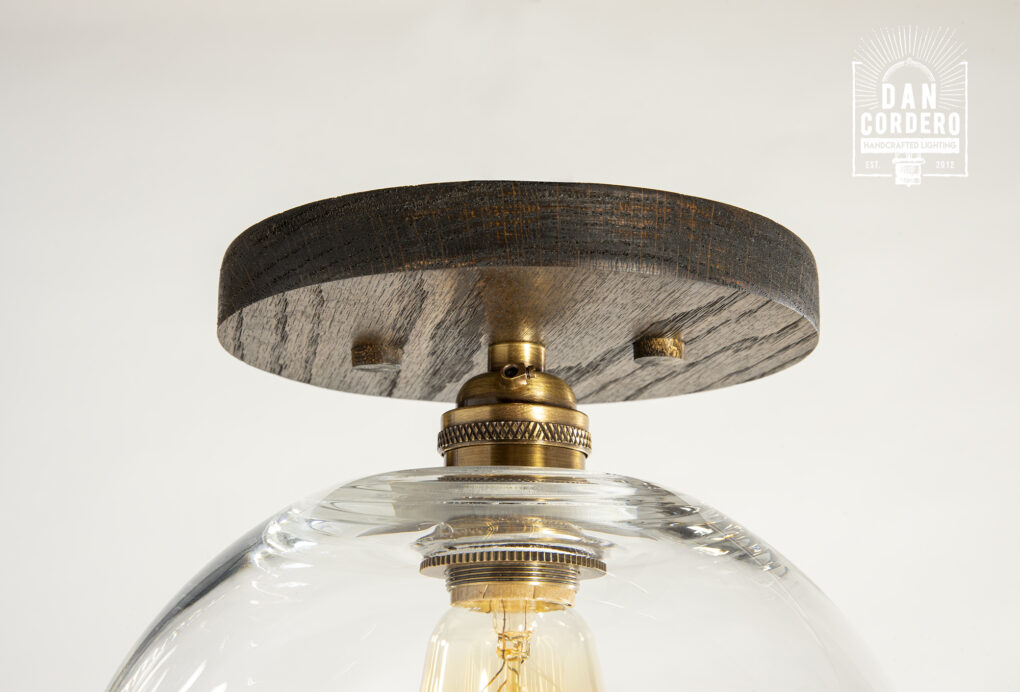 Wood Canopy Flush Mount Light Fixture