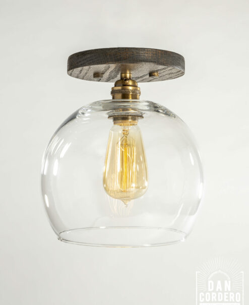 Wood Canopy Flush Mount Light Fixture