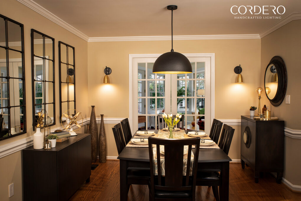 Black Hammered Dome Pendant Light Fixture