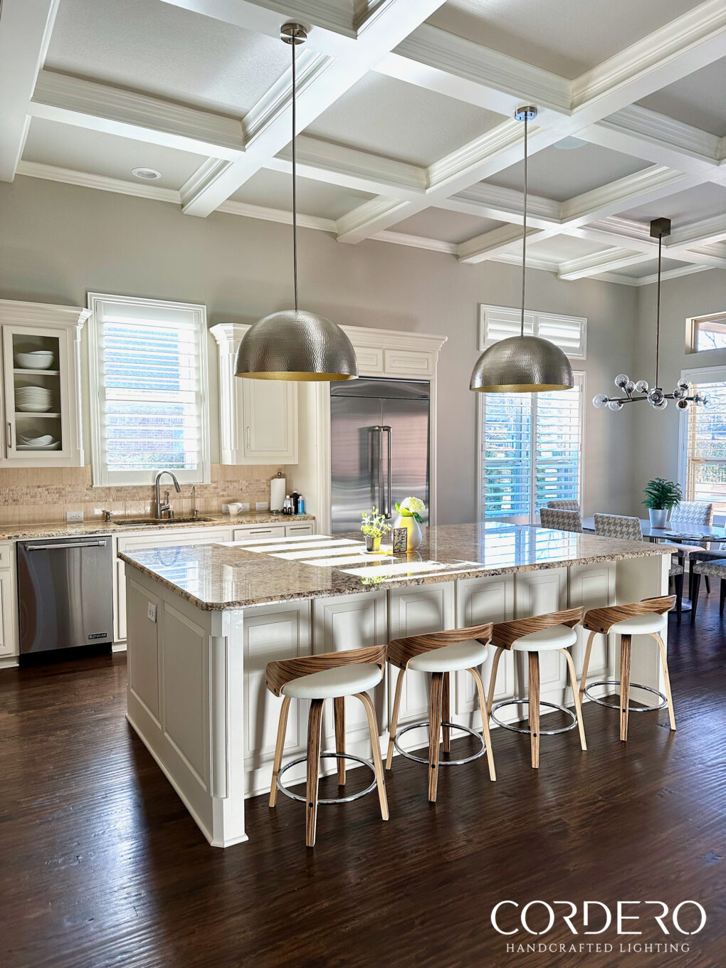 Brushed Nickel Hammered Dome Light