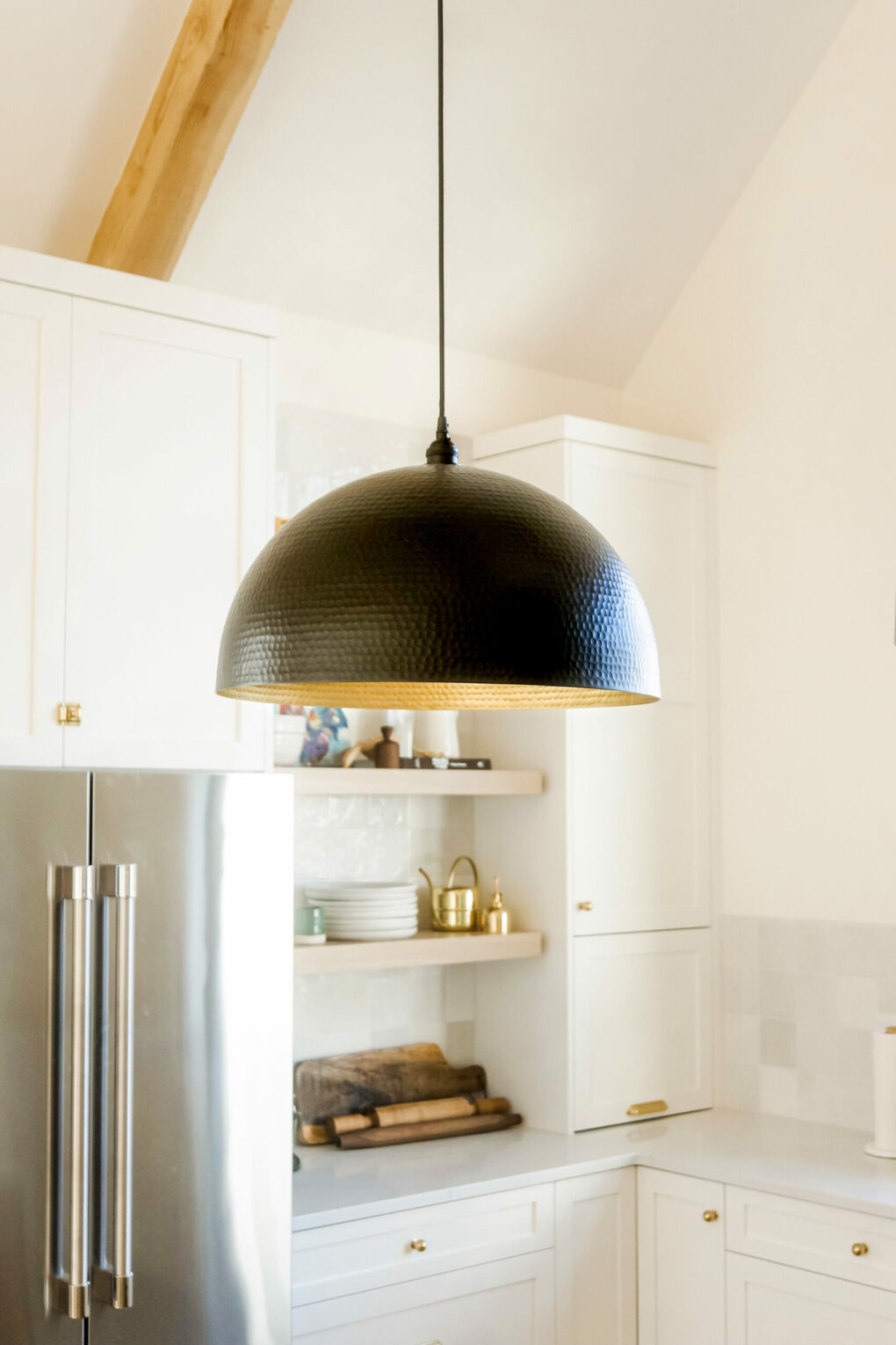 Black Hammered Dome Pendant Light