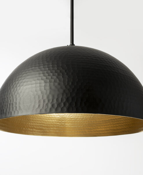Hammered Metal Flat Black Light Fixture