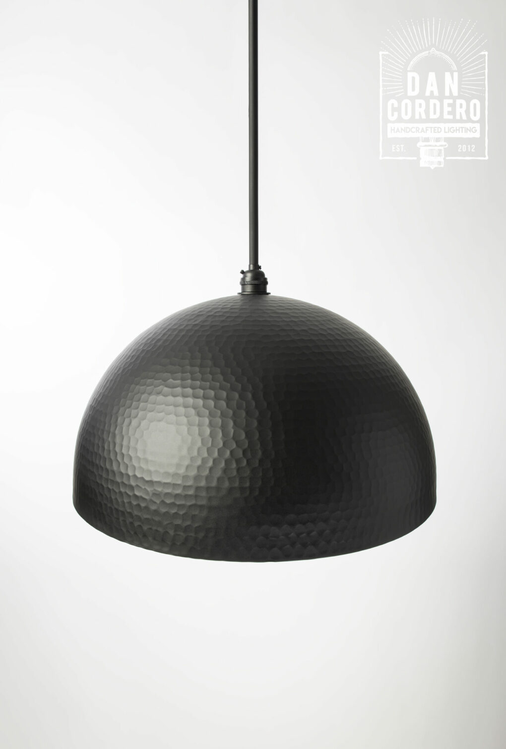 Flat Black Hammered Pendant Light