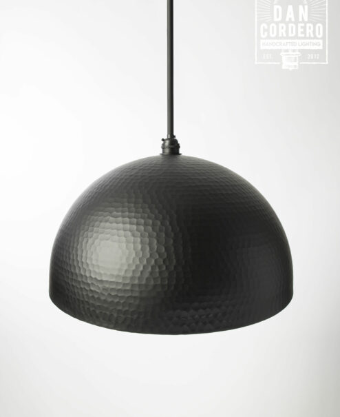 Flat Black Hammered Pendant Light