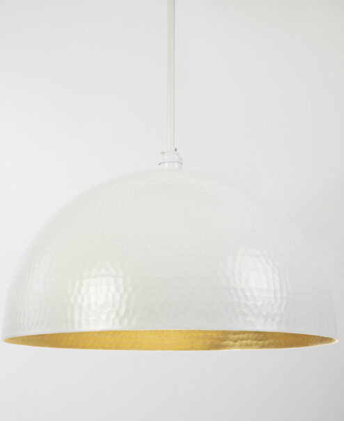 White Hammered Dome Pendant Light