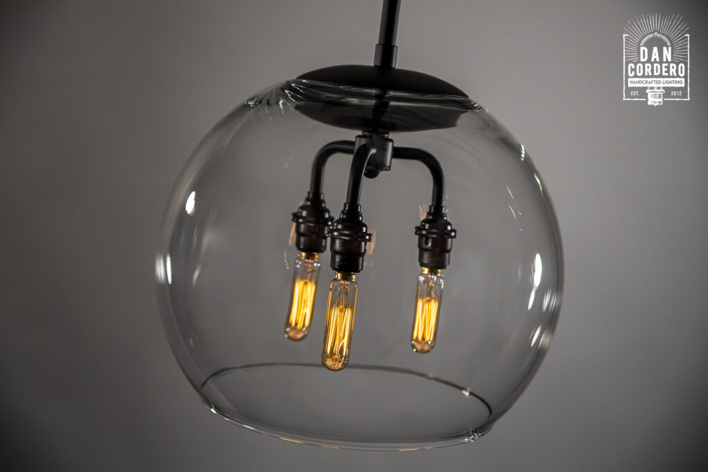 Dan Cordero Glass Globe Pendant Light Fixture