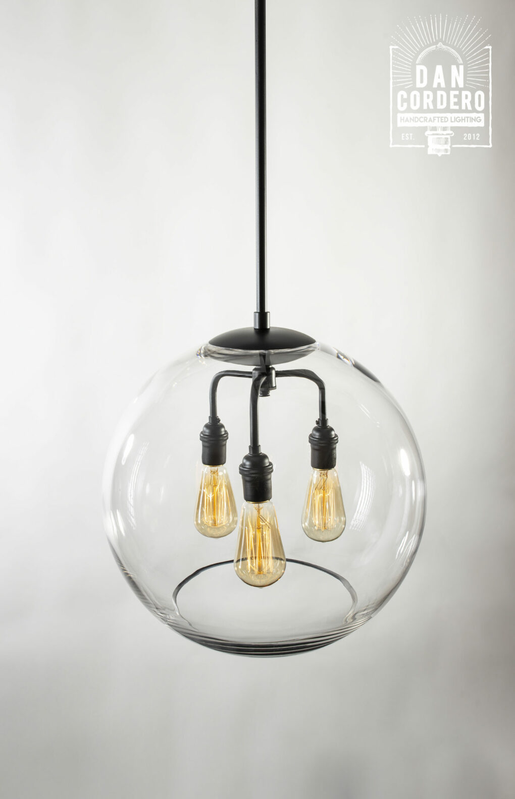 16" Glass Globe Pendant Light Fixture Featuring the Edison Bulb