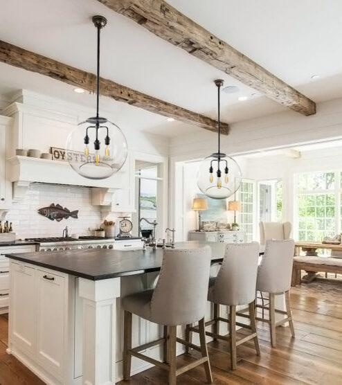 Glass Globe Pendants in Kitchen