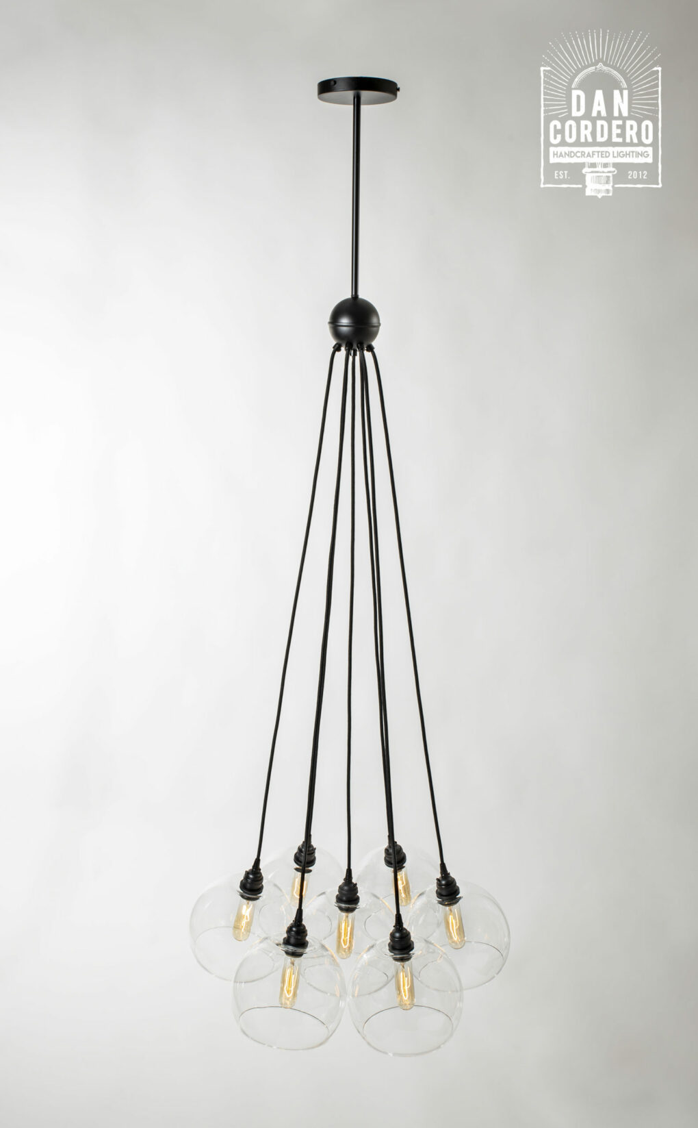 Flat Black Glass Globe Light
