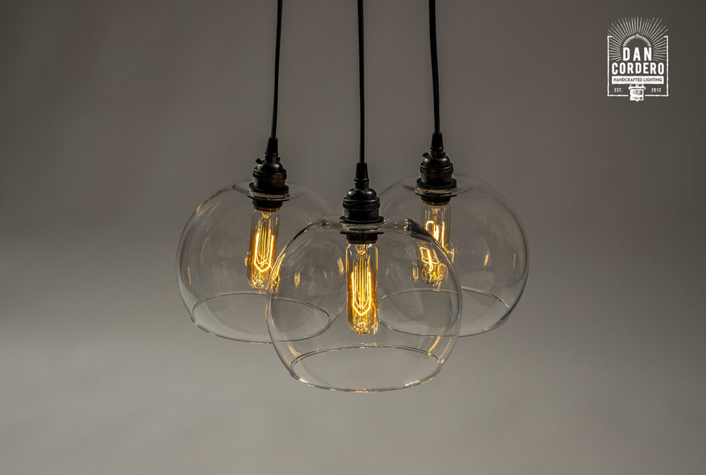 Flat Black Glass Globe Light