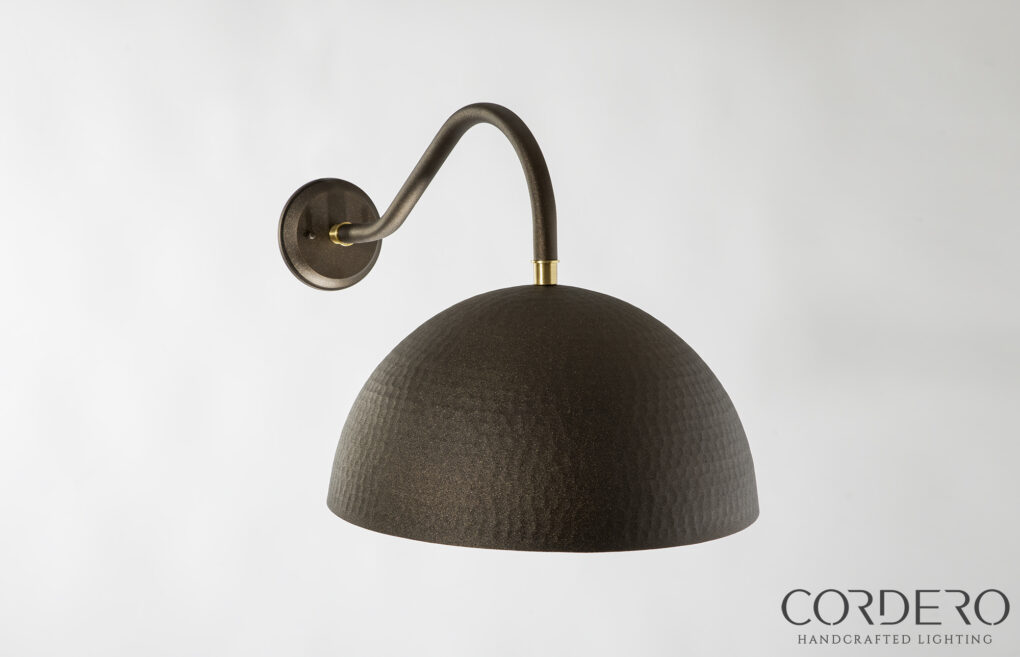Outdoor Bronze Hammered Dome Sconce