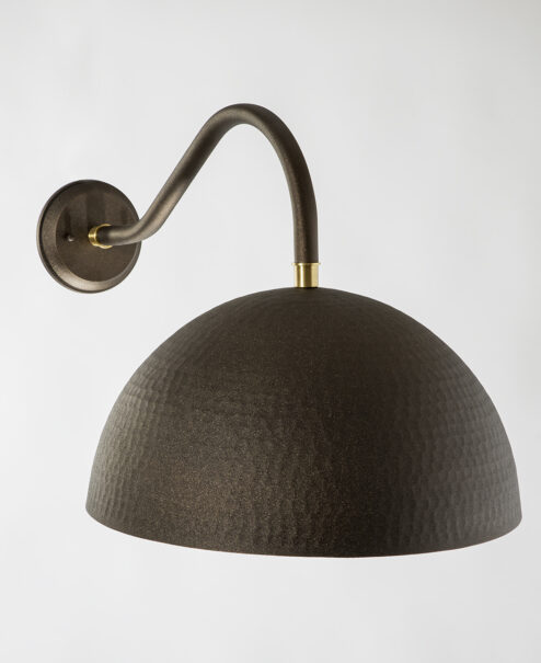 Outdoor Bronze Hammered Dome Sconce