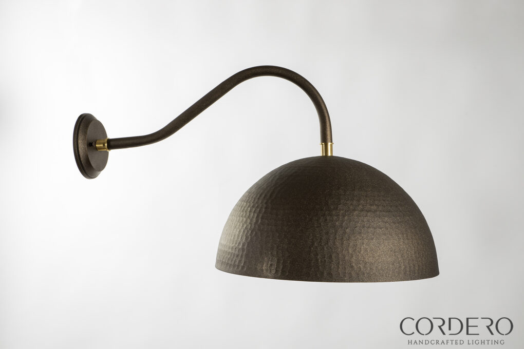 Outdoor Bronze Hammered Dome Sconce