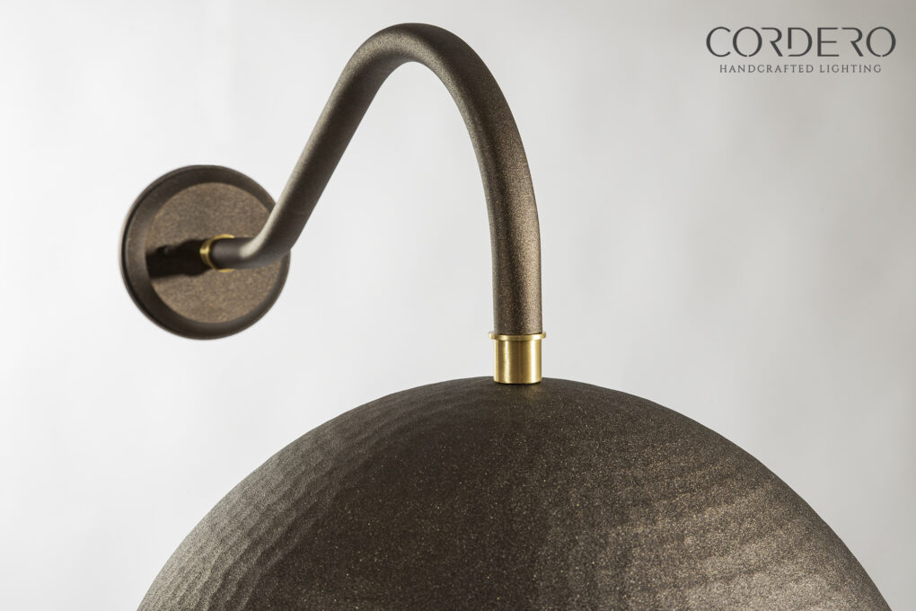 Outside Bronze Hammered Dome Sconce
