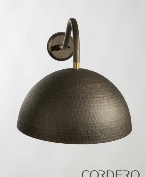 Outside Bronze Hammered Dome Sconce