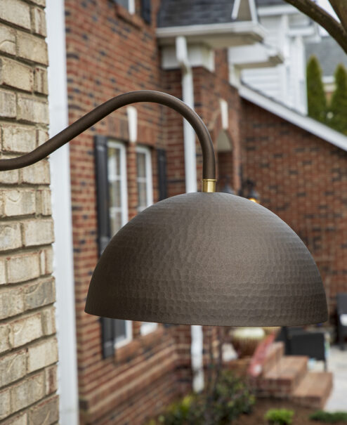 Outside Bronze Hammered Dome Sconce