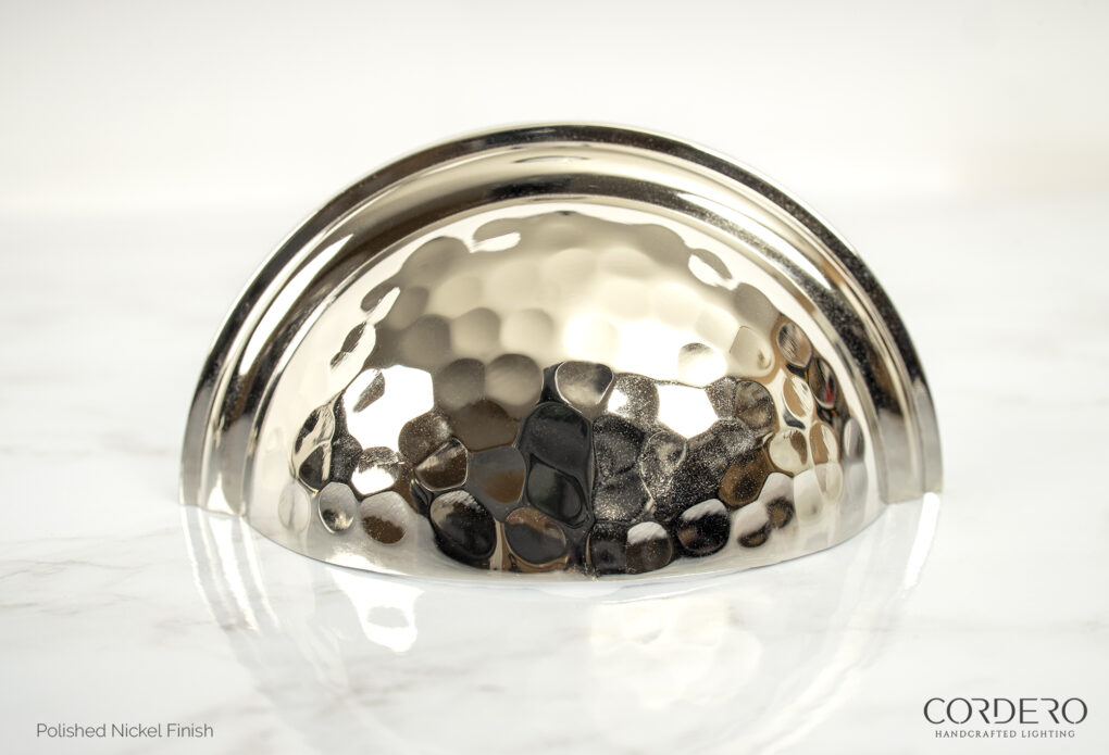 Polished Nickel Hammered Cup Pull