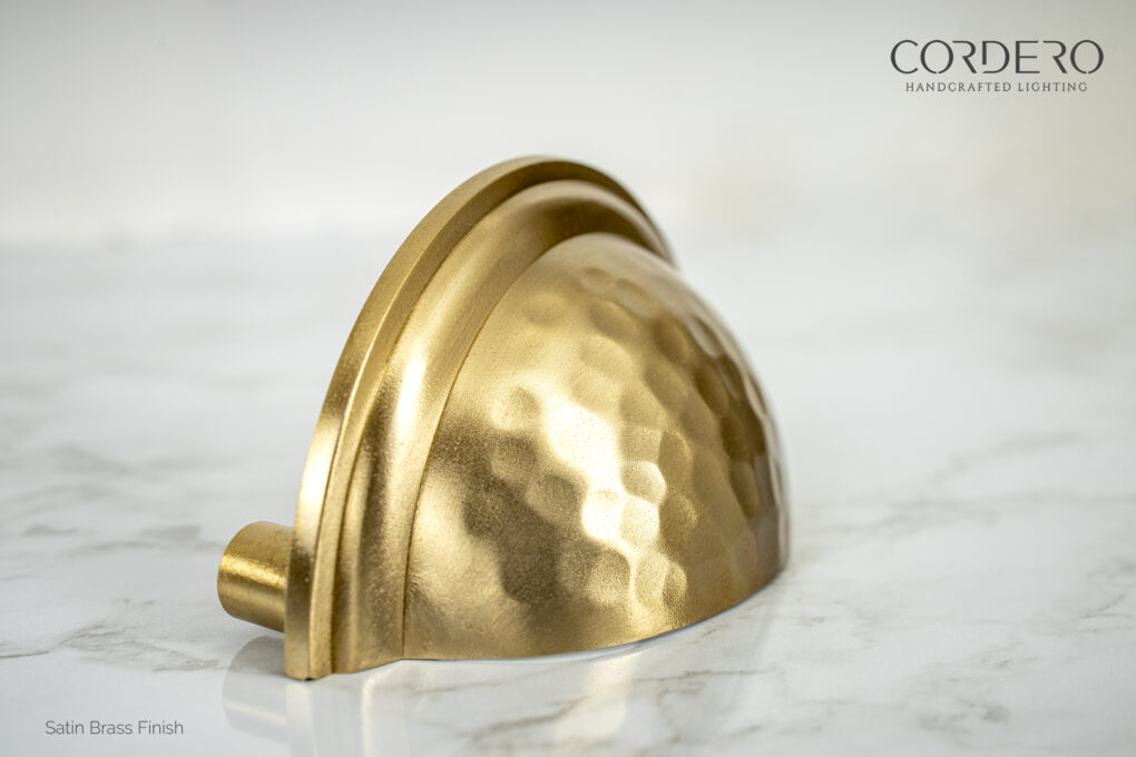 Satin Brass Hammered Cup Pull