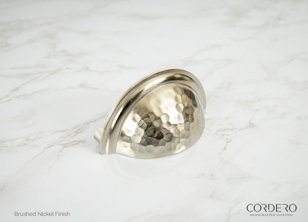 Brushed Nickel Hammered Cup Pull