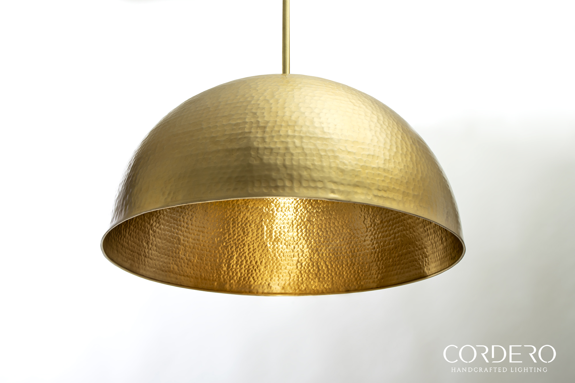 Brushed Brass Hammered Dome Pendant Light Fixture