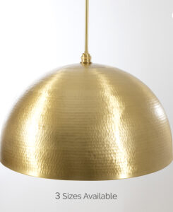 Brushed Brass Hammered Dome Pendant Light Fixture
