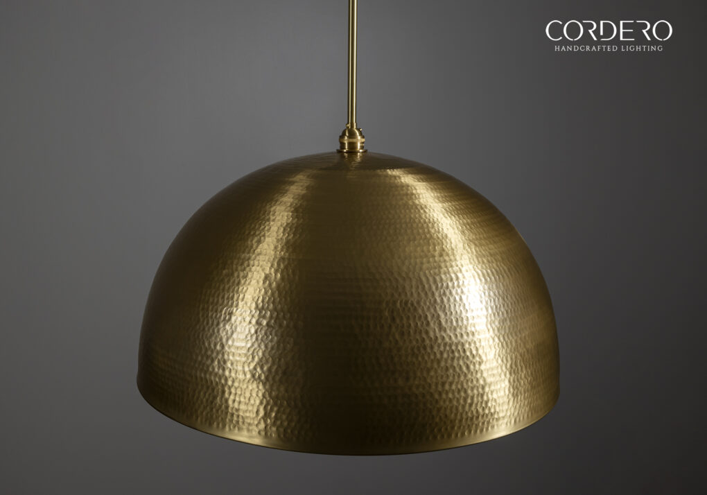 Brushed Brass Hammered Dome Pendant Light