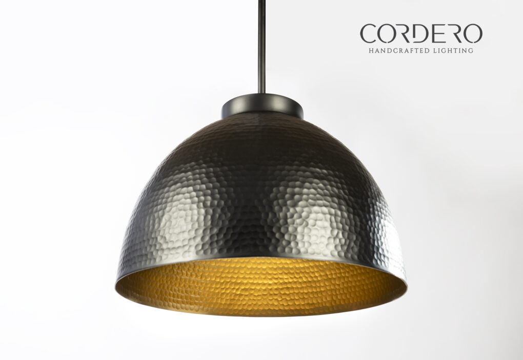Hammered Black Dome Pendant Light