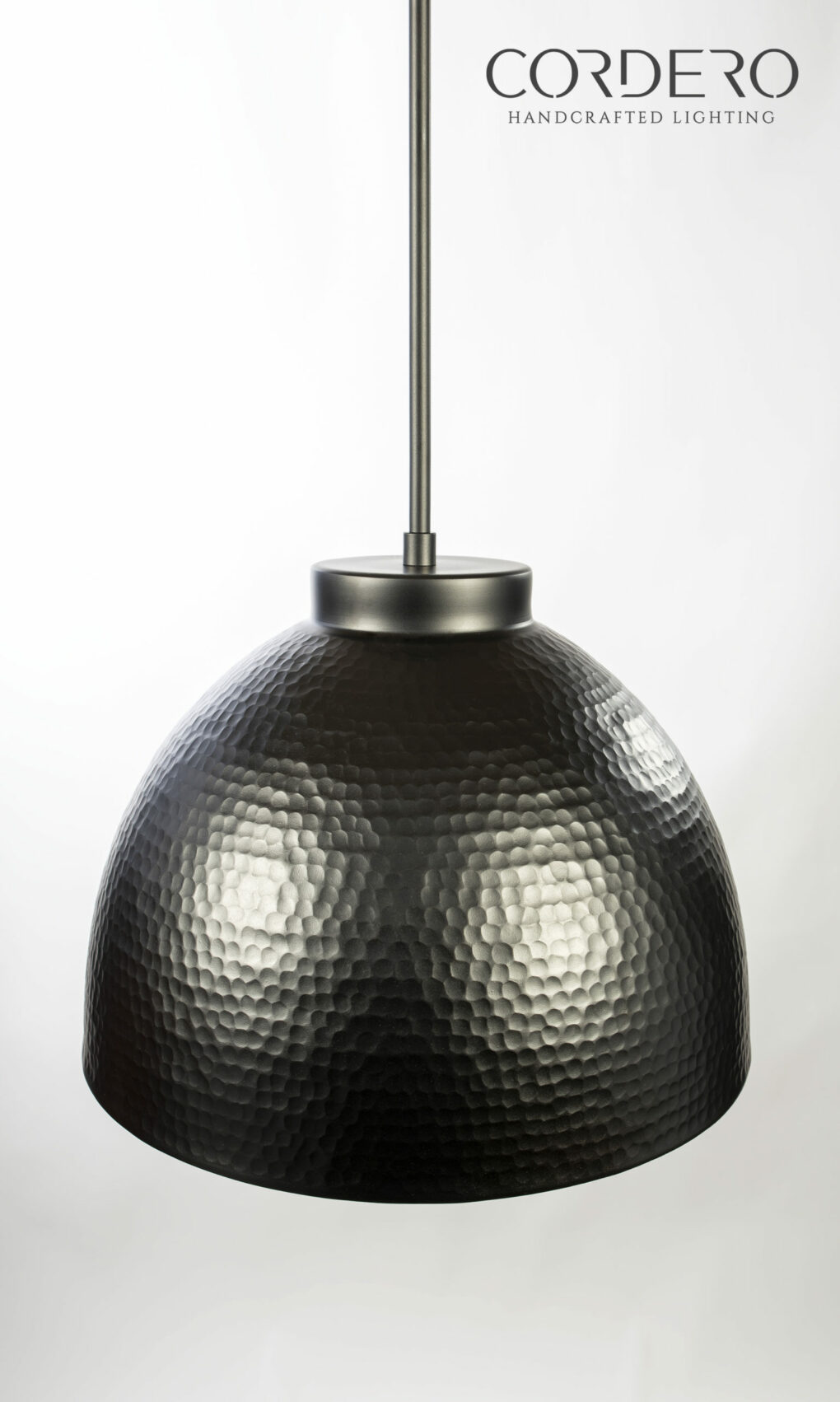 Hammered Black Dome Pendant Light