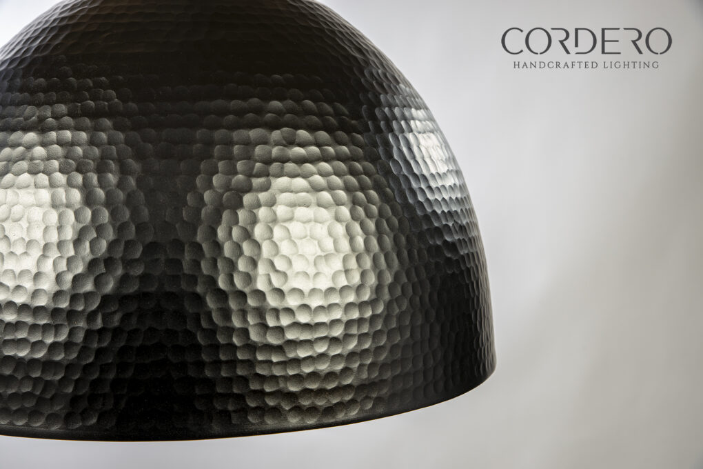 Hammered Black Dome Pendant Light