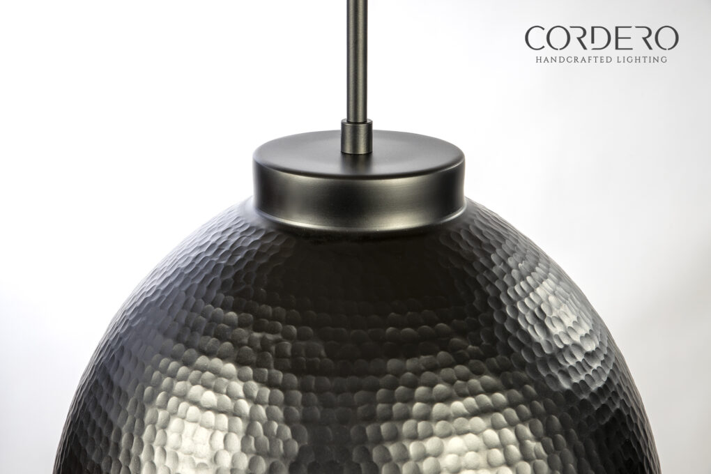 Hammered Black Dome Pendant Light