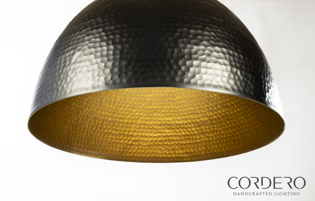Hammered Black Dome Pendant Light
