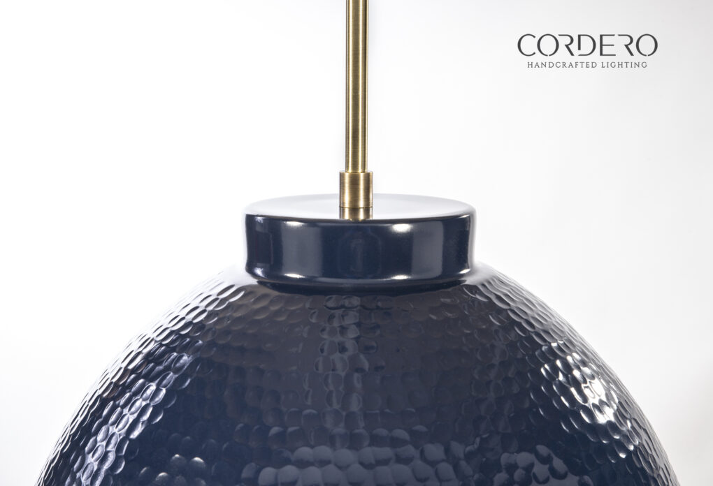 Navy Hammered Dome Light Fixture