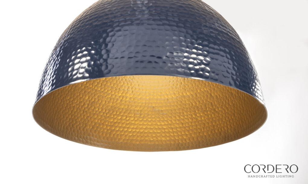 Navy Hammered Dome Light Fixture