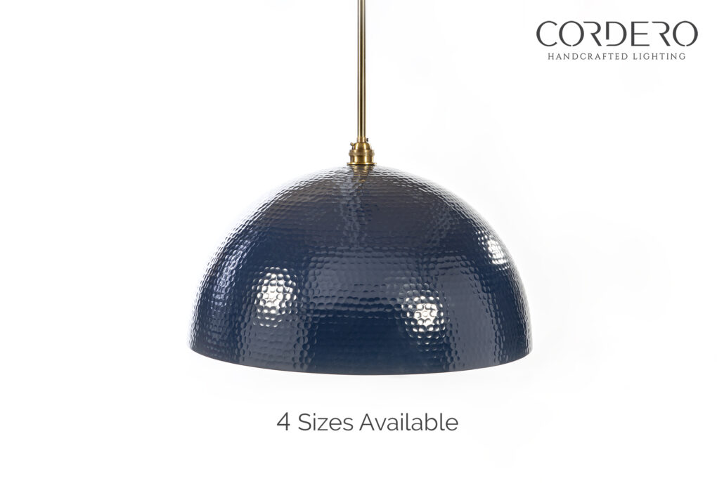 Navy Hammered Dome Pendant Light