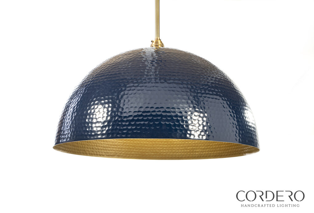 Navy Hammered Dome Pendant Light