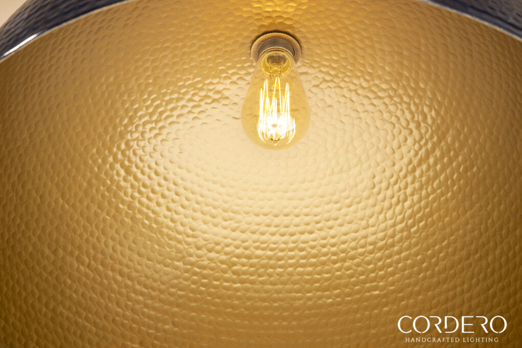 Navy Hammered Dome Pendant Light