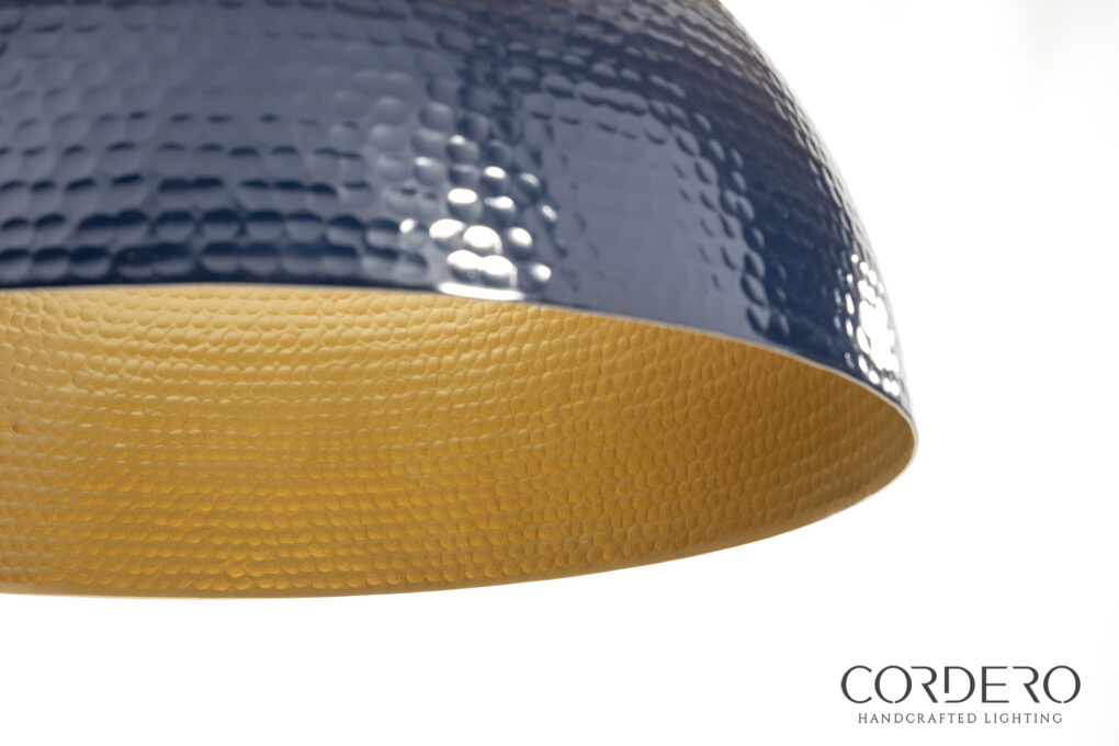 Navy Hammered Dome Pendant Light