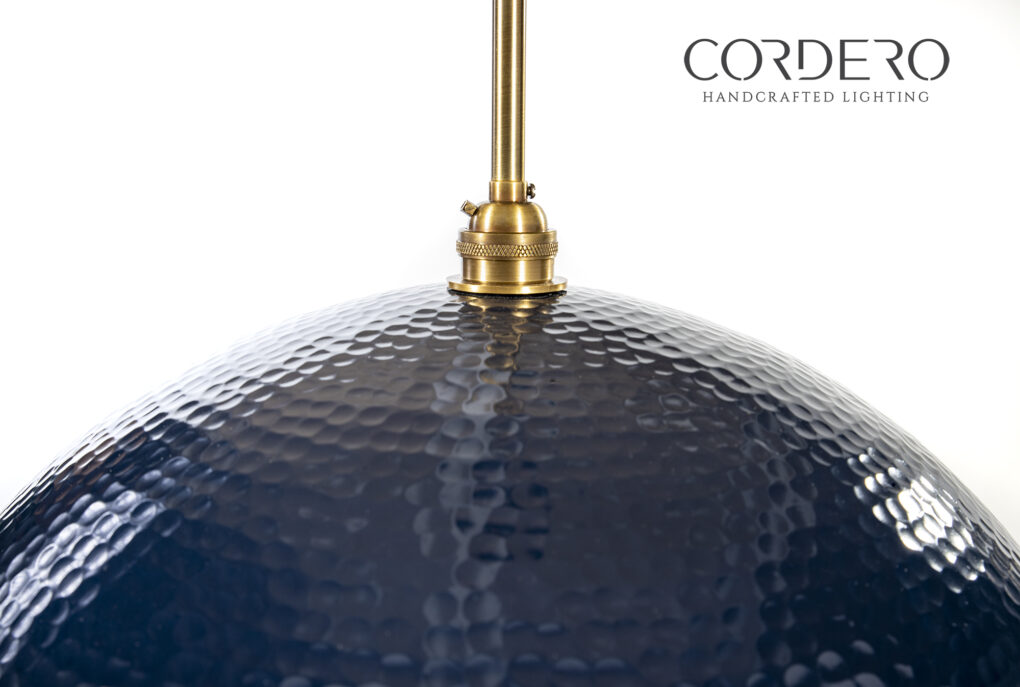 Navy Hammered Dome Pendant Light