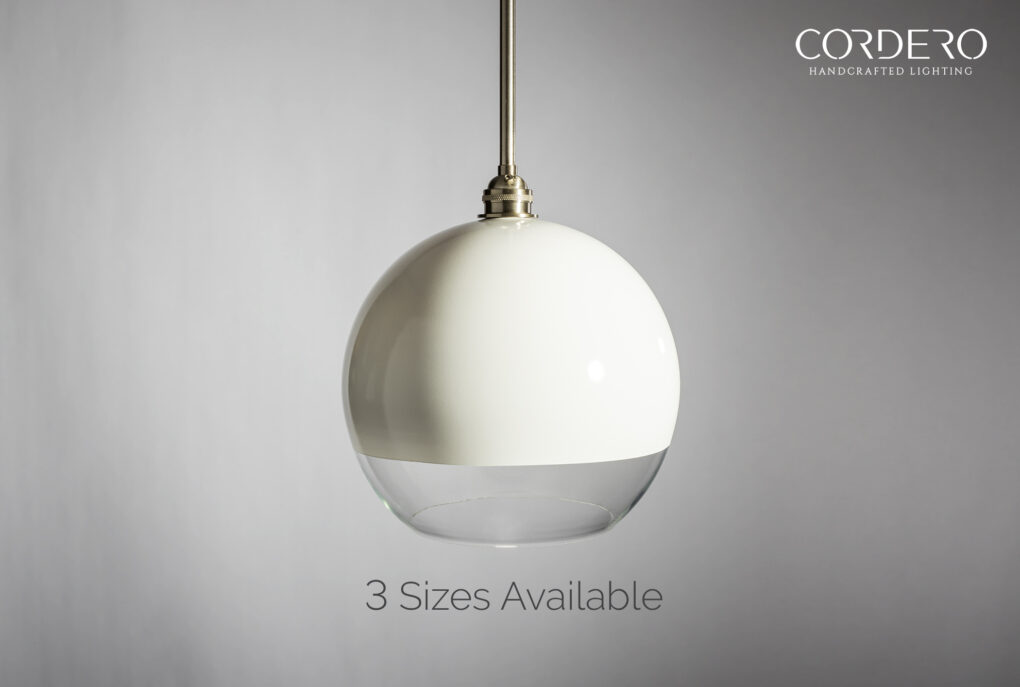 Half White Glass Globe Pendant